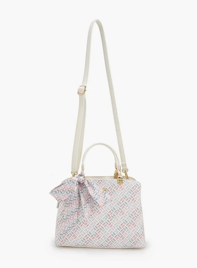 Flora Bella By Shoexpress Flora Bella Monogram Print Tote Bag With Scarf Accent